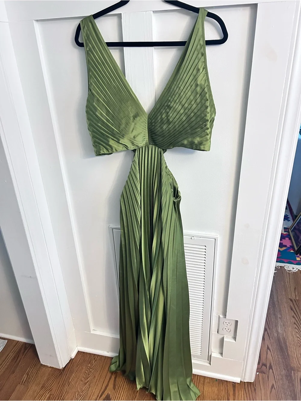 ABERCROMBIE AND FITCH GISELLE PLEATED CUTOUT MAXI DRESS XLT
